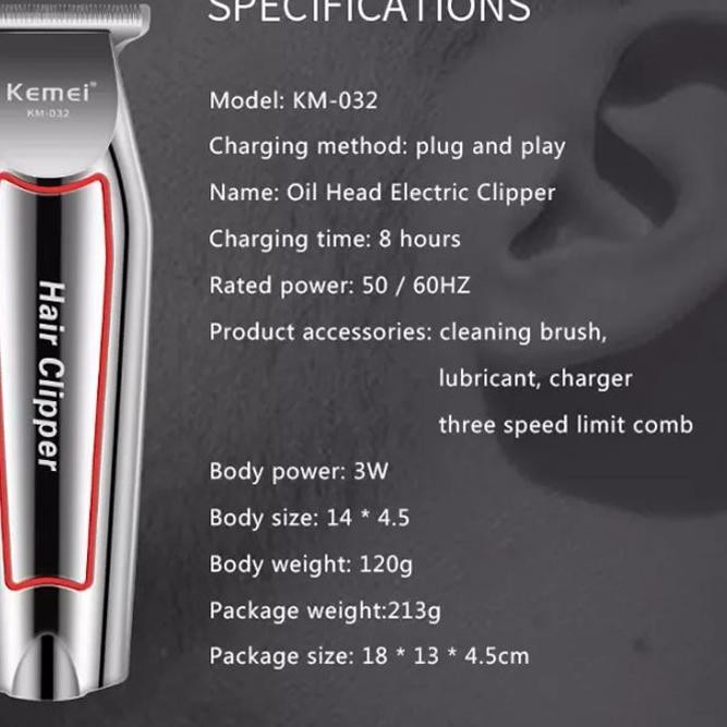 COD Alat Cukur Hair Clipper Kemei Detailer KM-032 Mesin Cukur Rambut Kumis Jenggot