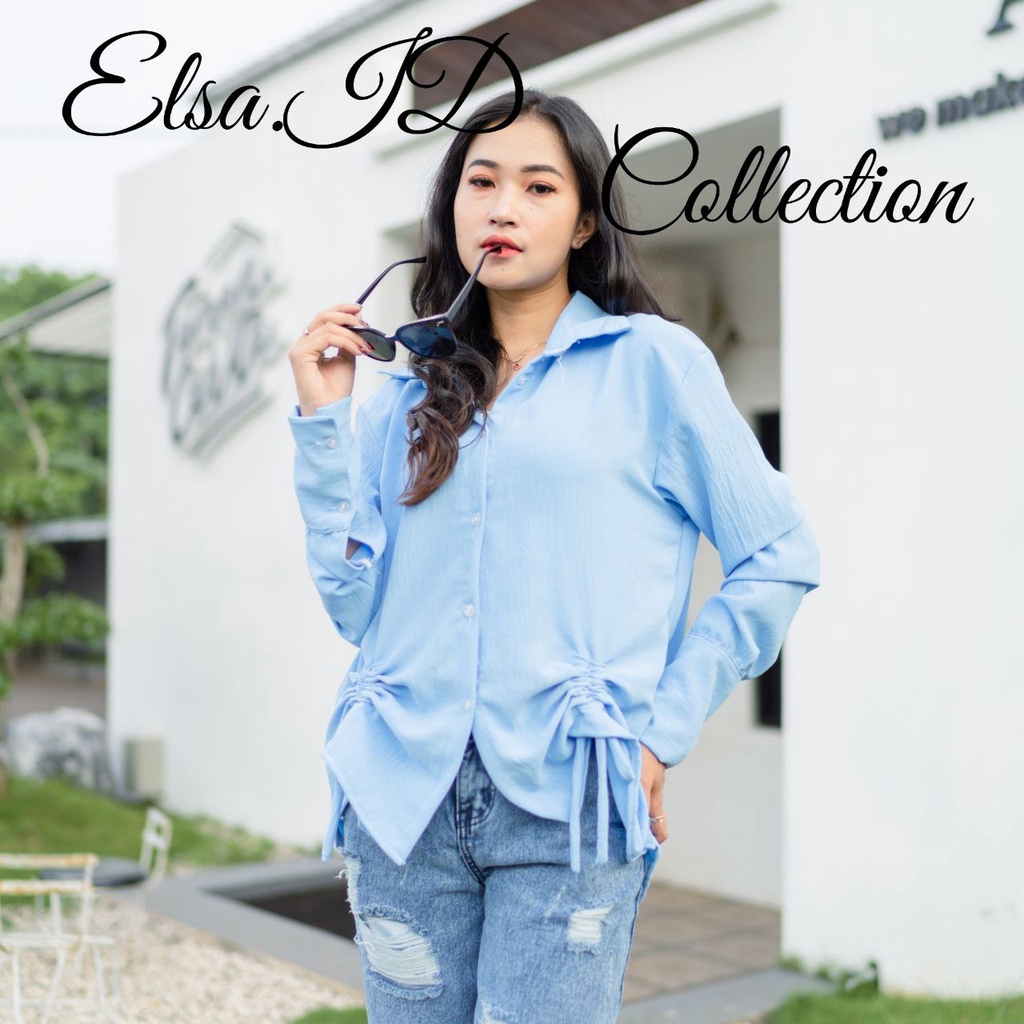 Elsa Ruched Shirt - Kemeja Cringkel Serut Wanita Oversize - Atasan Wanita Lengan Panjang