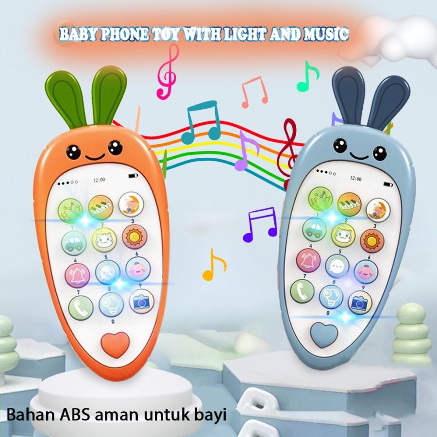 Mainan Edukasi Phone Rabbit | Mainan Telepon kelinci | HP wortel Mainan Edukasi Bayi