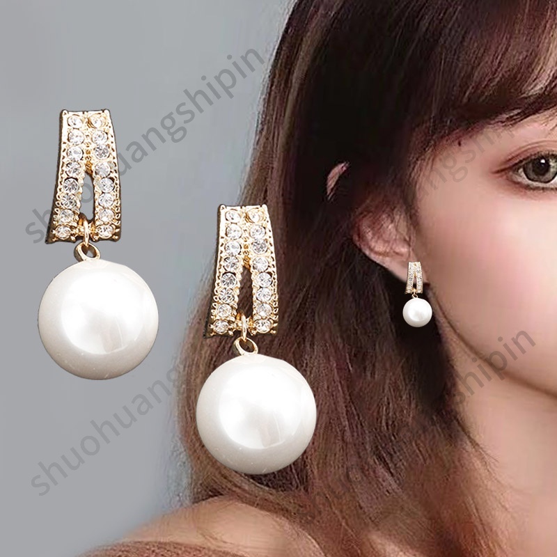 Anting Tusuk Gantung Desain Pitamutiaraberlian Imitasi Gaya Jepangkoreasimpleelegan Untuk Wanita