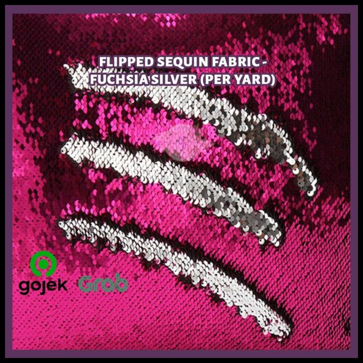 Kain Sequin Flipped Sequin Fabric - Fuchsia Silver