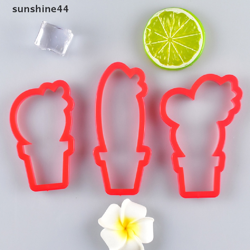 Sunshine 3Pcs Cetakan Pemotong Fondant Bentuk Kaktus Untuk Dekorasi Kue