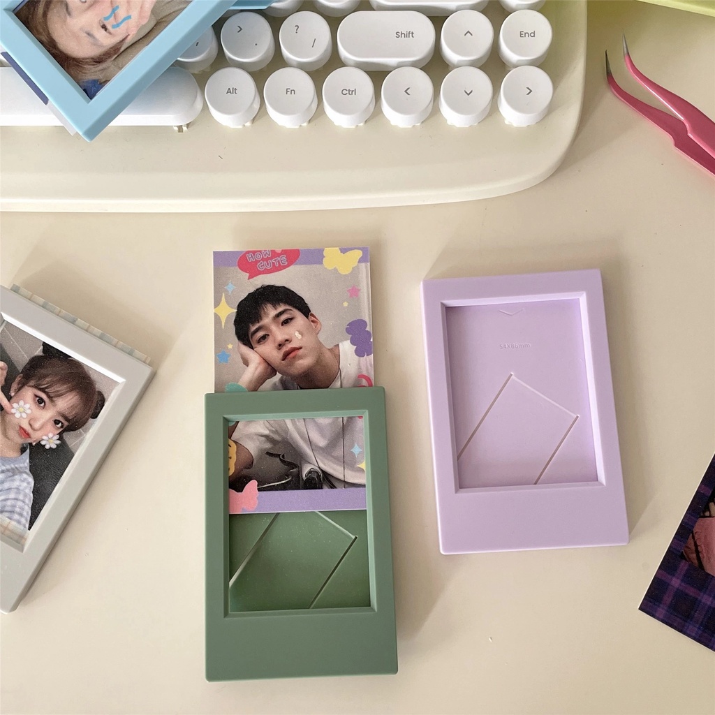 3inch Mini Ins Style Candy Color Photo Frame Desktop Klasik Foto Stand Gambar Dekorasi Meja Film Foto Idol Card Vertical Holder Dekorasi Rumah