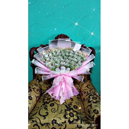 money bouquet buket uang 50 lembar model roll