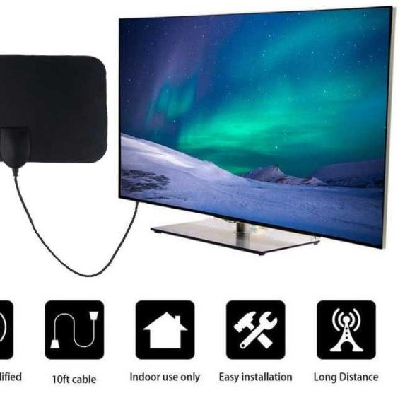Antena Tv Digital Indoor Led Rumah Portable Antenna Penguat Sinyal Tv
