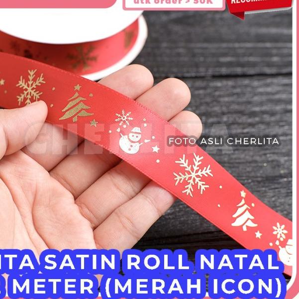 

Pita Natal Christmas Satin 25 Yard 22 Meter Ribbon Kado Hampers - Gold