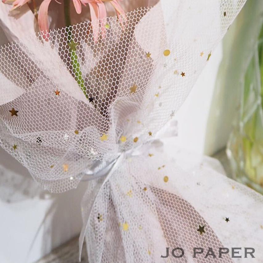 

New - Flower Wrapping Paper Motif Bulan Bintang / Mesh Roll / Kertas Buket Bunga Florist Motif Space 지