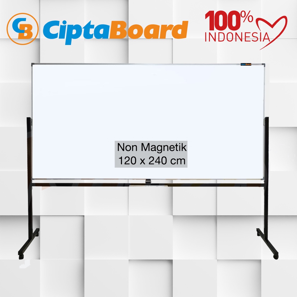 Whiteboard / Papan tulis / Papan board / Mading / Whiteboard Stand Singleface Non Magnet 120 x 240 cm