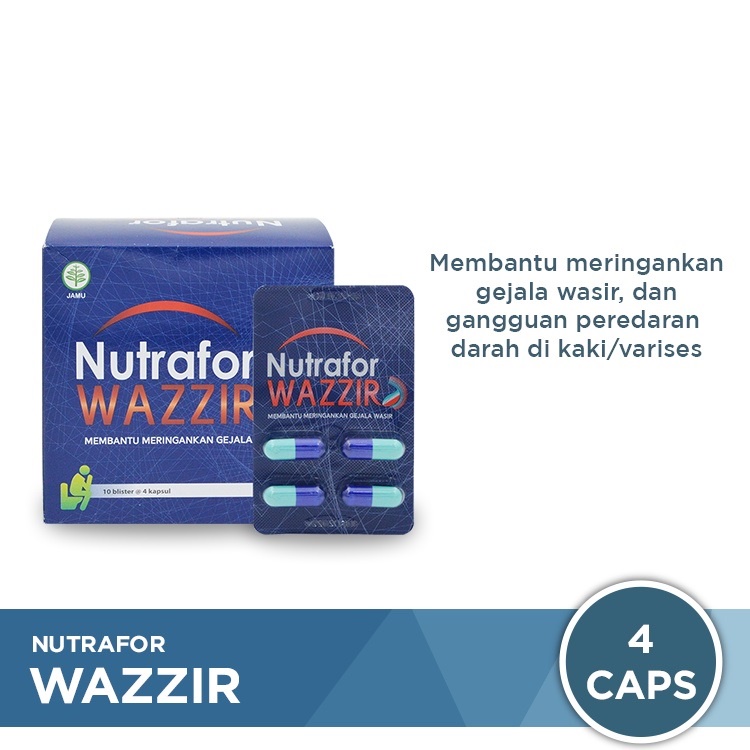 Nutrafor WAZZIR Obat Wasir dan Varises Herbal Isi 4 Kapsul