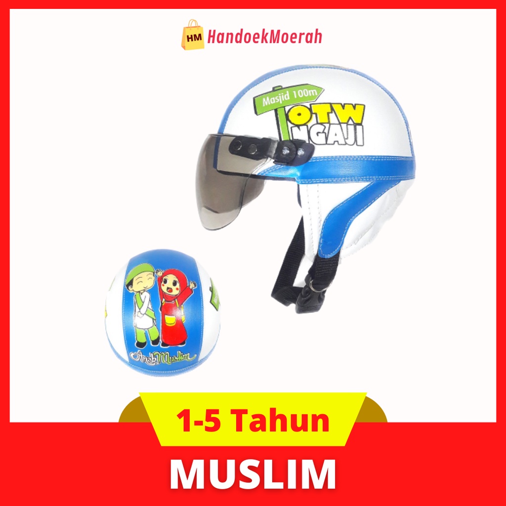 Helm Anak RETRO MUSLIM Murah / Helmet Non SNI / Helm Karakter Kartun Lucu / Helm Anak Cowok Cewek 1 2 3 4 5 Tahun