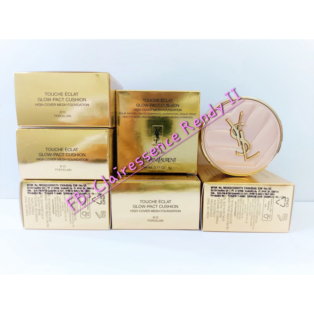 YSL Touche Eclat Glow Pact Cushion High Cover Mesh Foundation SPF50/PA++++ #B10 Porcelain mini size 