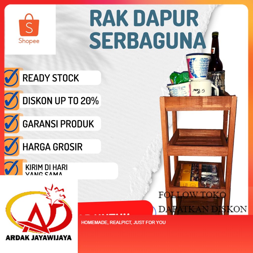 RAK DAPUR / MEJA SERBAGUNA / RAK SUSUN KAYU