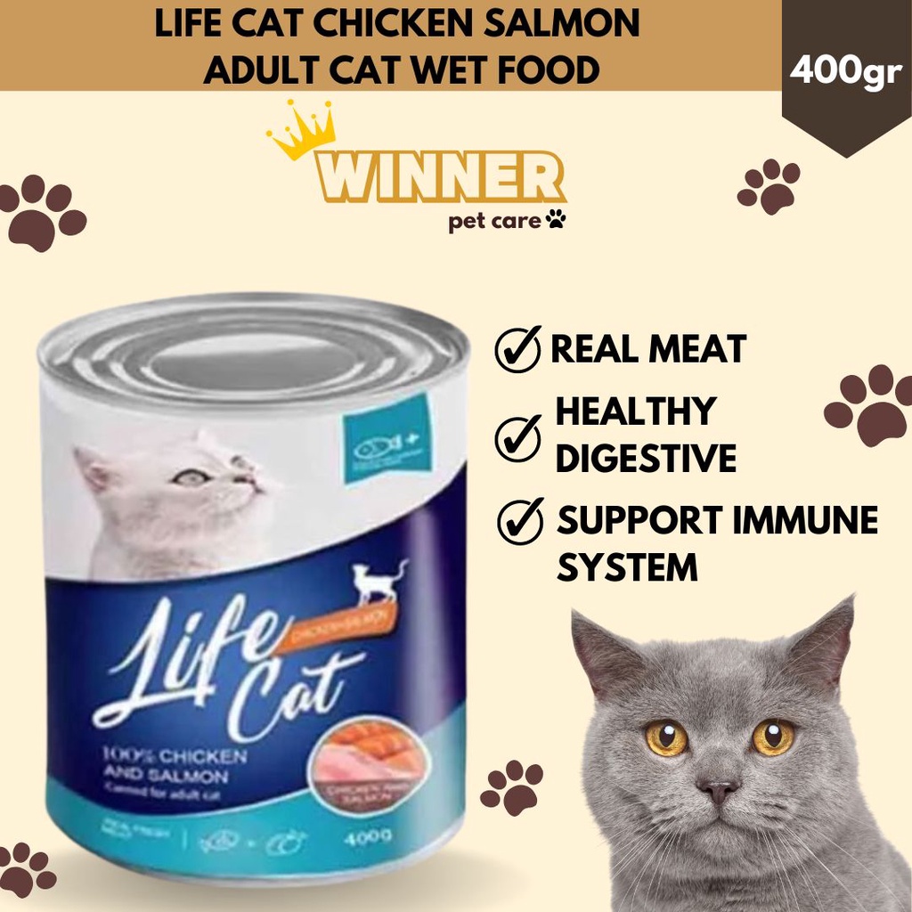 Life Cat Chicken Salmon Adult Cat Wet Food 400gr