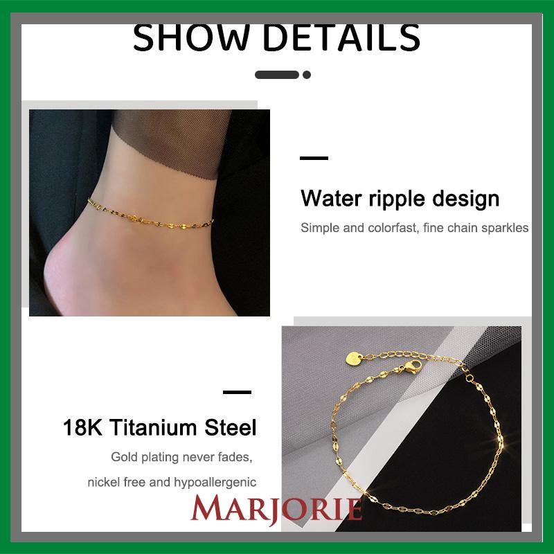 Anklet Emas 18K Wanita Titanium Steel Fairy Sederhana Tidak Memudar Rantai Tipis-MJD