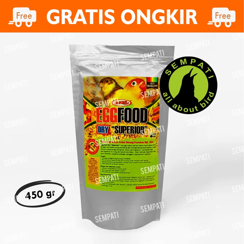 EGG FOOD DRY SUPERIOR 450GR UNIQUE PAKAN BURUNG LOVEBIRD KENARI FINCH