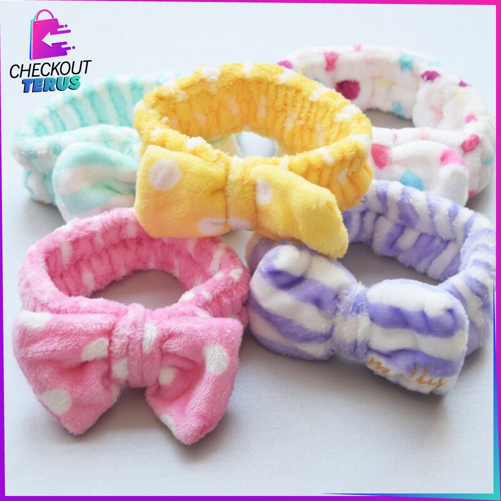 CT C70 Bandana Masker Wanita Model Pita Kelinci Kucing Bando Mandi Facial Headband Hairband Korea Aksesoris Rambut