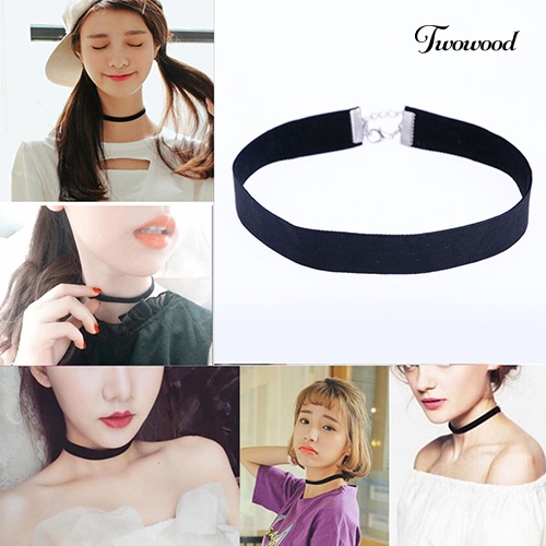 Kalung Choker Bahan Suede Gaya Retro Gothic Untuk Wanita