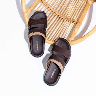 SANDAL KULIT PRIA REDWELL BROWN TAN KULIT SAPI ASLI ORIGINAL HANDMADE BANDUNG KASUAL SANTAI