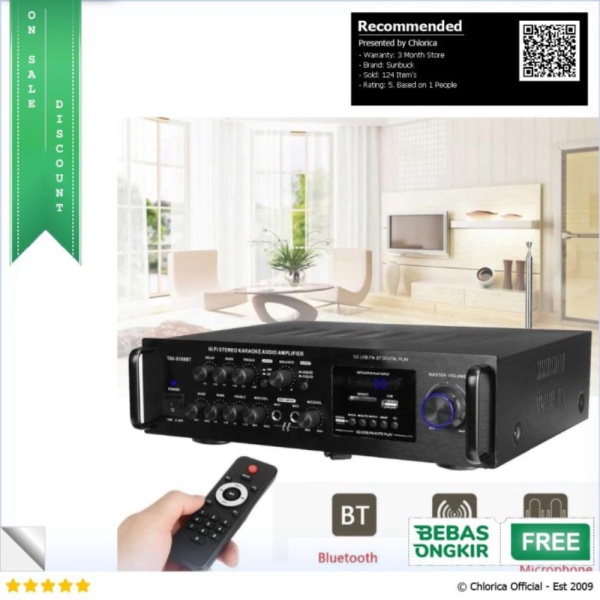 Unik Sunbuck Bluetooth EQ Audio Amplifier Home Theater FM 2000W - TAV-6188 - Hitam Sunbuck Diskon