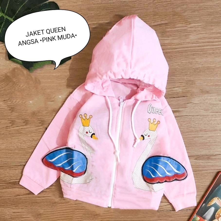 Jaket Bayi Perempuan / Baju Atasan Anak Cewek Hoodie Usia 3-12 Bulan Motif Jaket Hug Me Dan Angsa