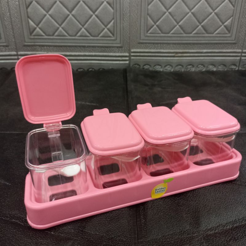 Tempat bumbu sunkist susun 4 pink