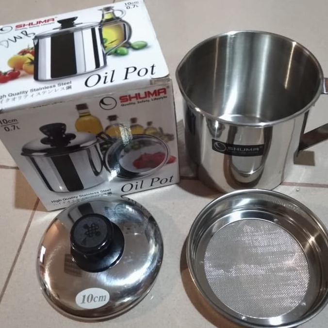 Oil Pot Saringan Minyak Goreng 1,2 Liter - Oil Pot Stainless Steel - Penyaring Minyak Goreng - Tempat Minyak Goreng Stainless -papajhons