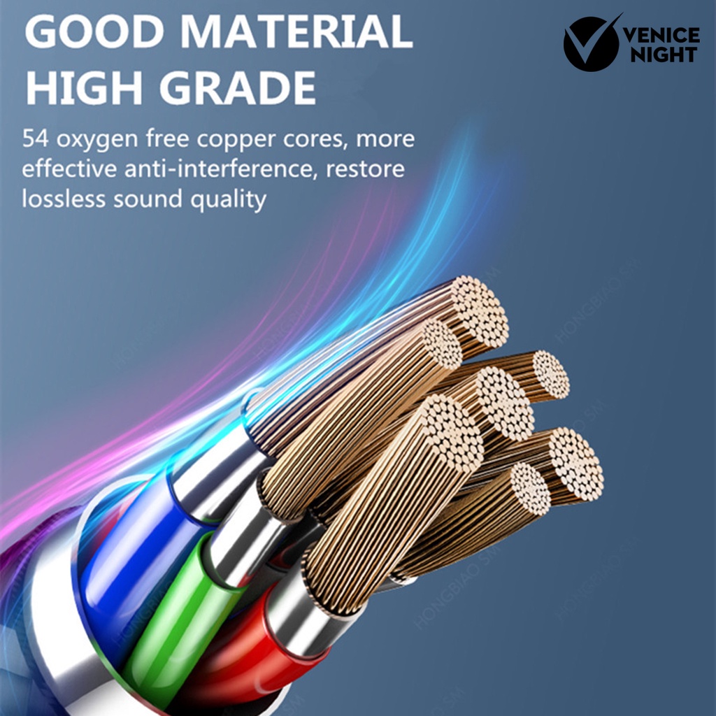 (VNEP) (Berkabel) A4 Universal Wire Control Double Moving Coil Subwoofer Earphone In-ear Penyumbat Telinga Headset