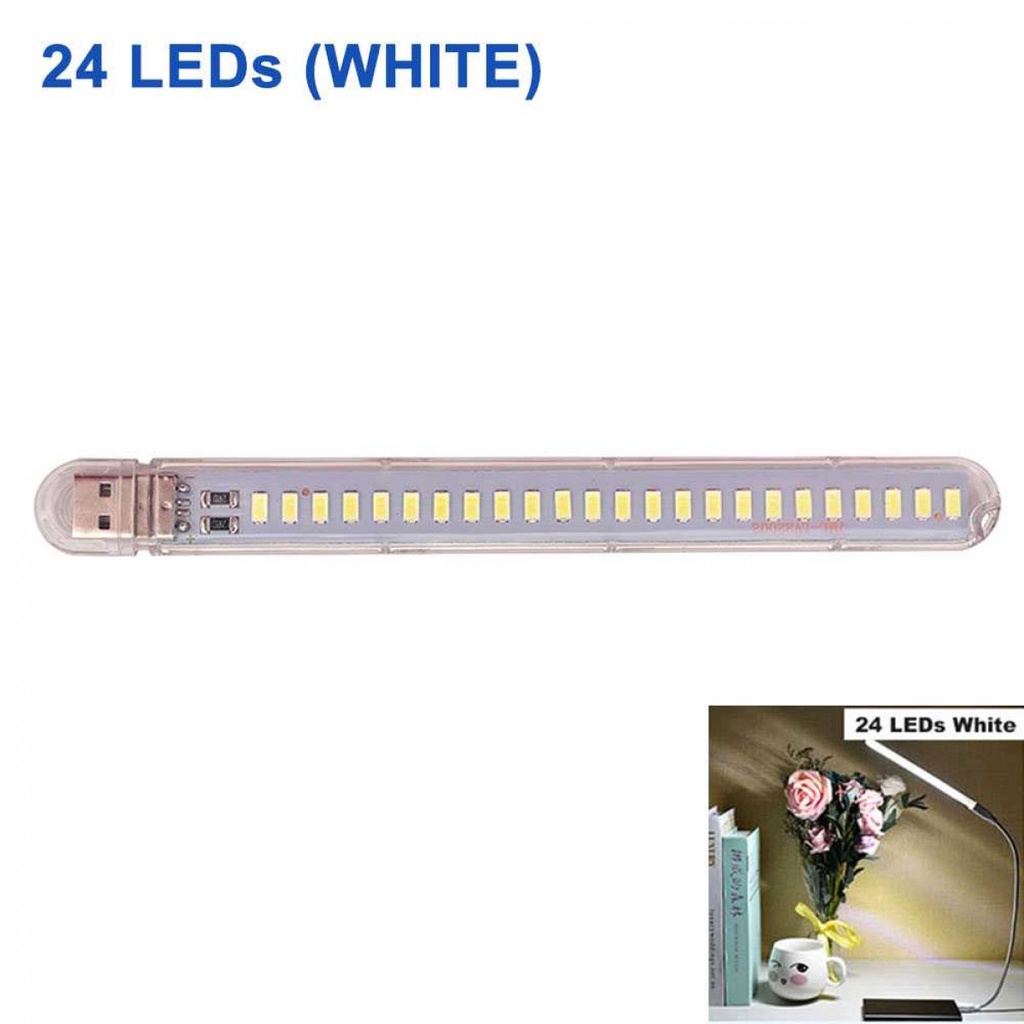 Lampu Baca Belajar LED Strip Portable Plug USB 24 LED 12W Cool White