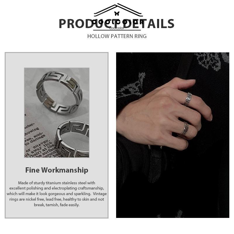 COD❤️ Cincin Titanium Pria Pola Desain Zuma Perak Estetik Punk Gaya Retro Rock Fashion Anti Karat Untuk Unisex Murah- cl
