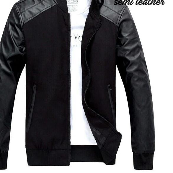 jaket pria semi kulit 01 - Hitam, S