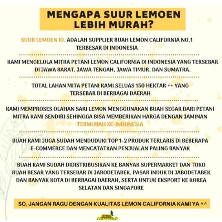 Sari Lemon Fresh 100% Air Lemon Murni 500 ml Untuk Diet dan Detox Pure Lemon California