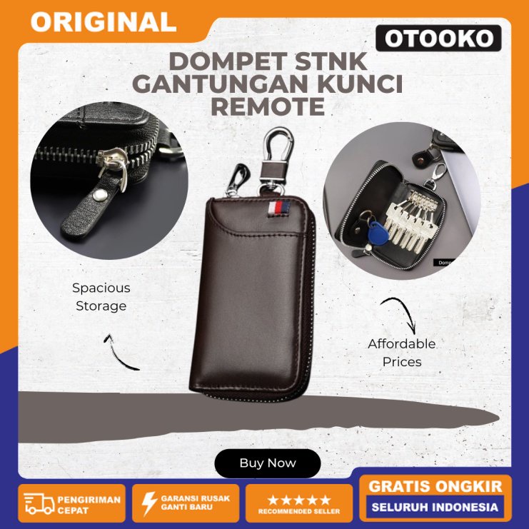 Dompet stnk mobil motor kulit Gantungan Kunci Remote Carabiner Mobil Motor Multifungsi