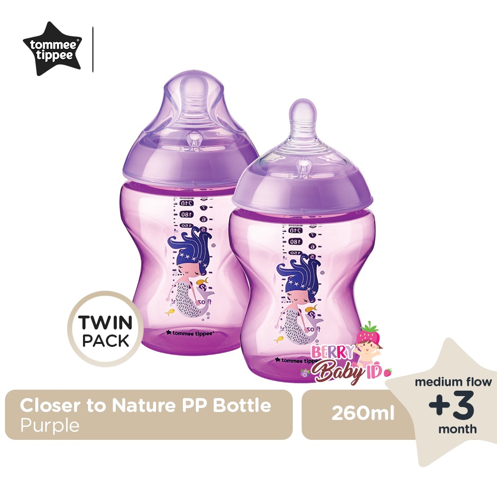 Tommee Tippee Closer to Nature Single Twin Triple Pack Botol Susu Bayi Berry Mart