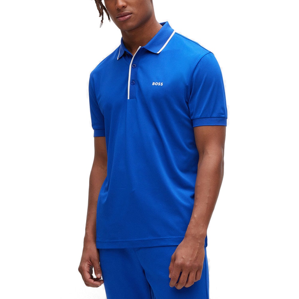 Hgo Boss Paddytech Regular Fit Polo Shirt Mid Blue 100% Original