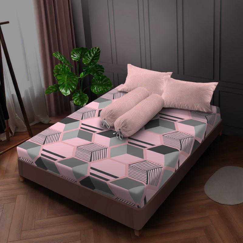 Kintakun Sprei Flat 160/180/200 Rena Aesthetic Dluxe Microtex Pink