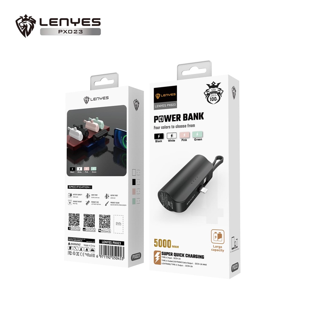 LENYES PX023 5000mAh Mini Powerbank 2 Conector Options With Stand Of Power Bank Image 6