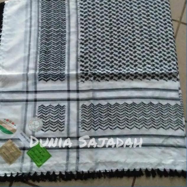 Sorban India Arafat Hitam Putih / Sorban Putih Kotak - Putih-Hitam