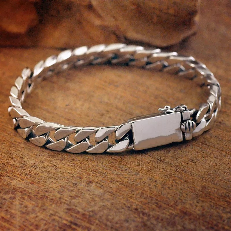 Gelang Rantai Hypoallergenic Bahan Stainless Steel Gaya Punk Untuk Pria Dan Wanita