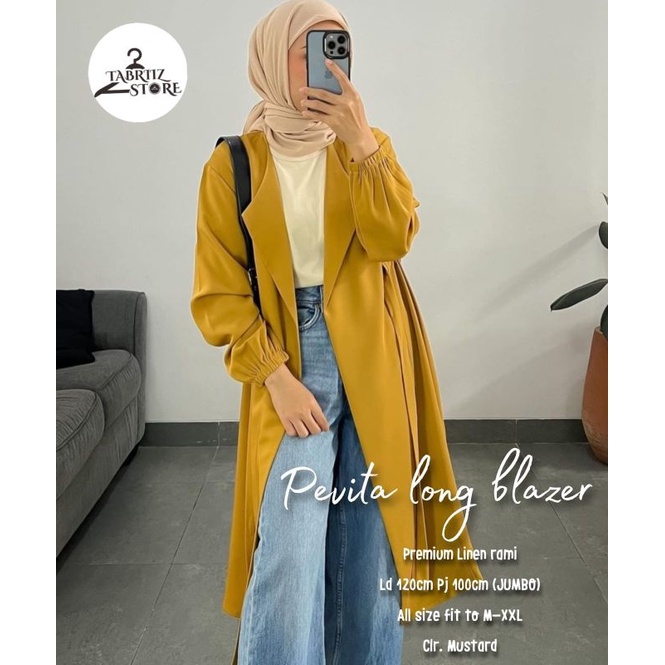 ATASAN WANITA PEVITA LONG BLAZER MURAH ORIGINAL TABRIIZZ STORE