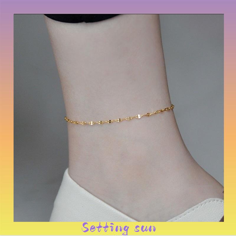 Gelang Kaki Titanium Lapis Emas 24k Gold Anti Luntur  Anti Karatan TN