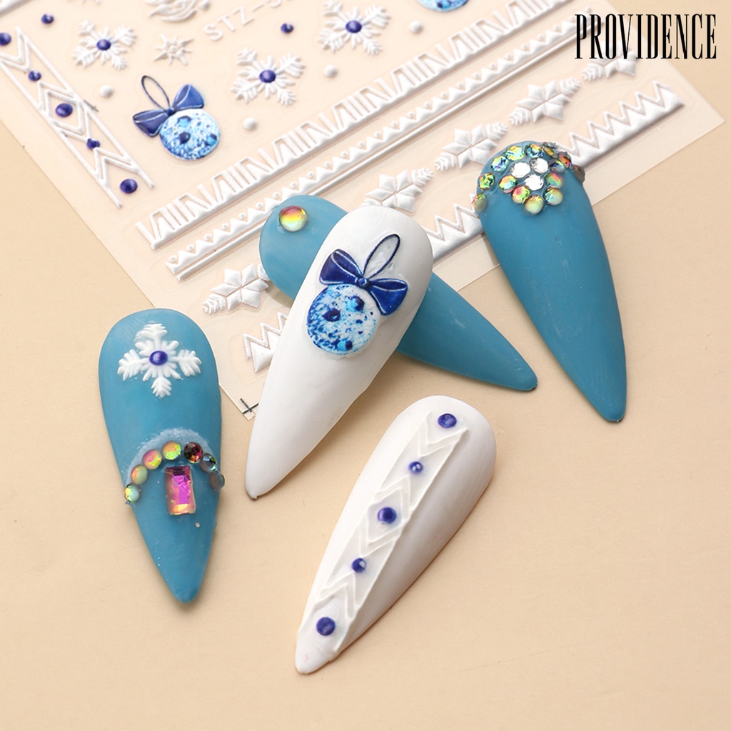 Providence Stiker Kuku 3d Motif Natal Untuk Nail Art DIY