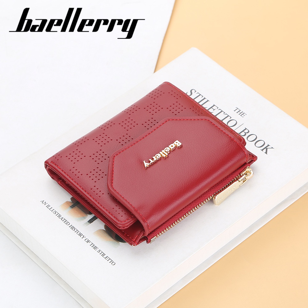 DOMPET LIPAT WANITA BAELLERRY ORIGINAL KECIL KULIT MERAH KELLEY WA614R1 IMPORT KOREA BRANDED PENDEK KARTU RESLETING UANG KOIN MINI PREMIUM FASHION REMAJA KEKINIAN BATAM