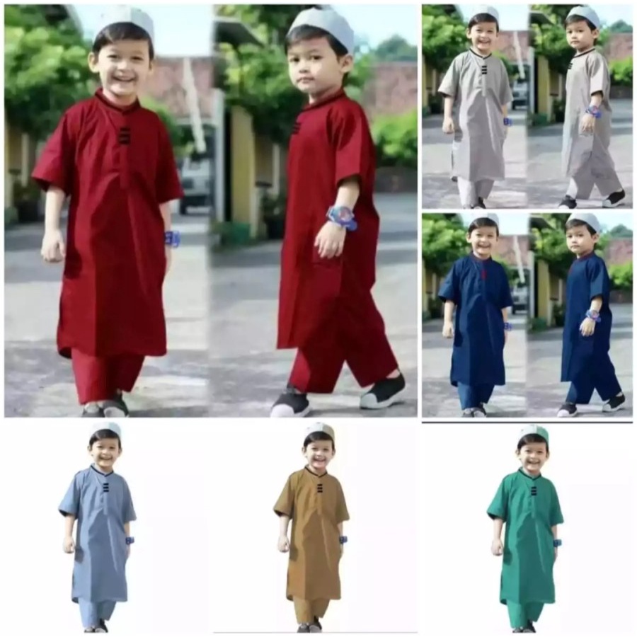 SETELAN BAJU KOKO ANAK LAKI LAKI 1-13 TAHUN GAMIS ANAK SATU SET