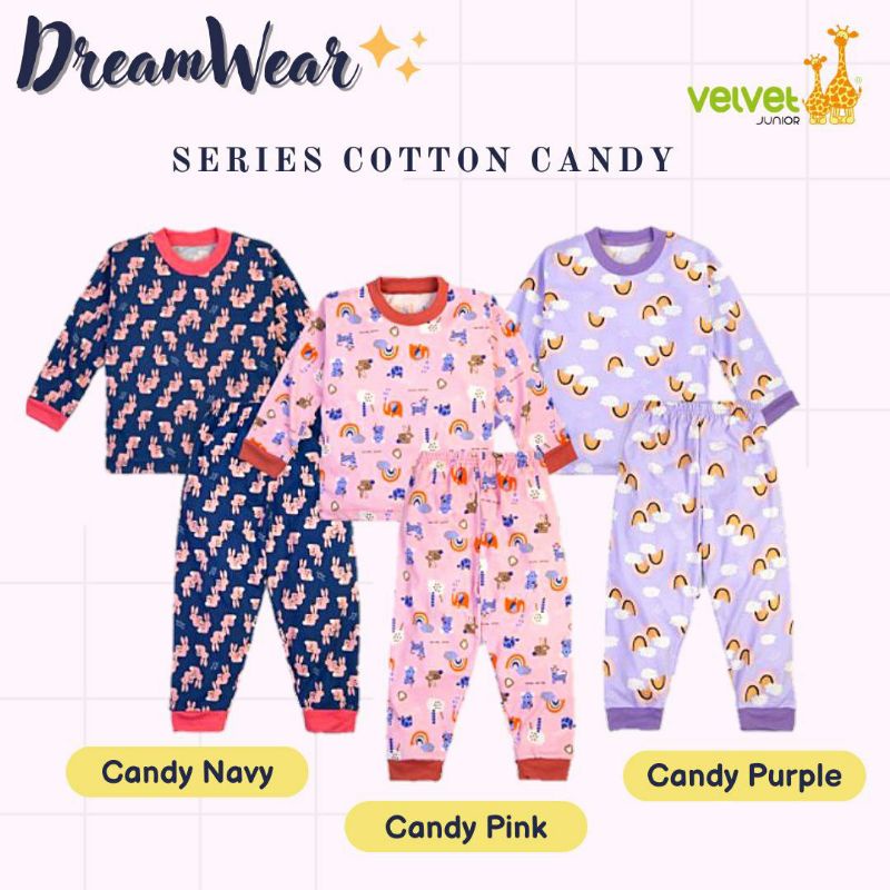 Piyama BigSize 2 - 10 th Dreamwear Velvet Junior Piyama baju tidur lengan panjang Velvet