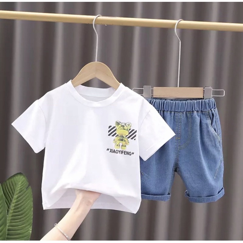 baju dan celana pendek anak denim 1-5 tahun harga grosir 2 warna
