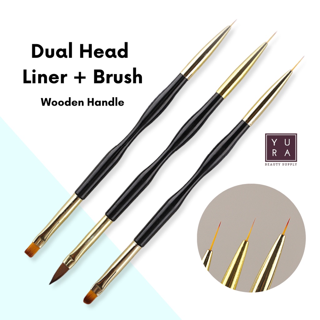 Brush Kuas Nail Art Liner Drawing Kutek Dual Brush