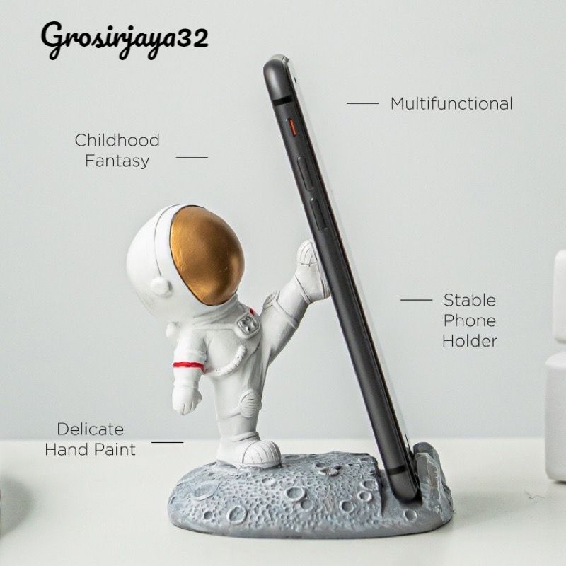 Phone Holder Hp motif Astronot HD60 HD-60 stand Handphone dudukan hape di meja hiasan ruangan penyangga Henpon bentuk astronaut