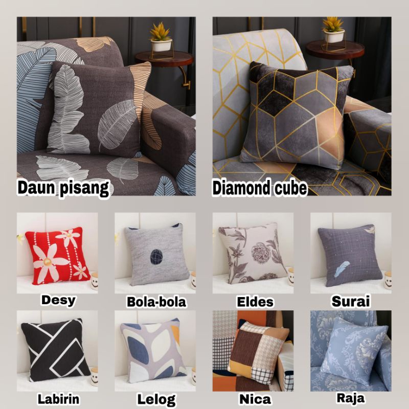 Sarung bantal SOFA motif ukuran 40 x 40 cm/CUSHION cover sofa elastis