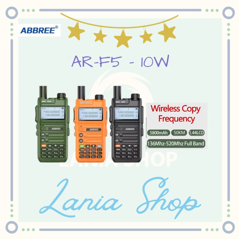 ABBREE AR-F5 - Walkie Talkie 10W Power Quad-Band 136-520MHz