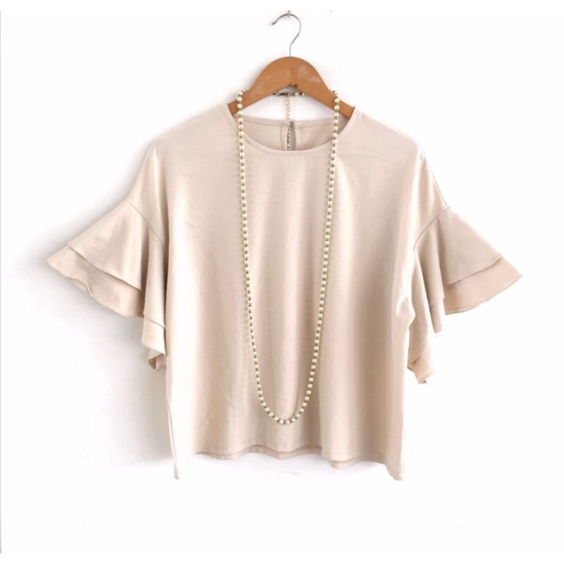 SALE RUFFLE SLEEVE TOP WOMAN - BLOUSE ATASAN WANITA LENGAN PENDEK CASUAL